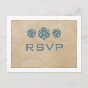 Carte postale RSVP Blue Grunge D20 Dice Gamer