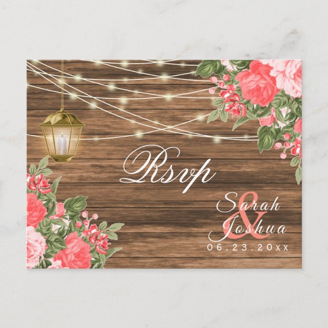 Carte Postale RSVP - Bois, lanternes et fleurs de corail (Devant)