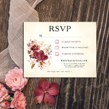 Carte postale RSVP Bourgogne et ivoire Élégant