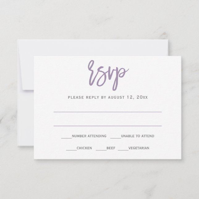 Carte postale RSVP | Calligraphie de brosse (Lavan (Devant)