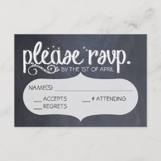Carte postale RSVP Chalkboard Vintage Wedding