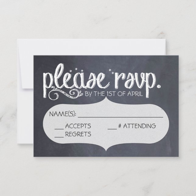 Carte postale RSVP Chalkboard Vintage Wedding (Devant)