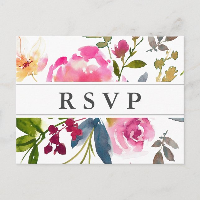 Carte postale RSVP Chic Rose Floral Wedding (Devant)