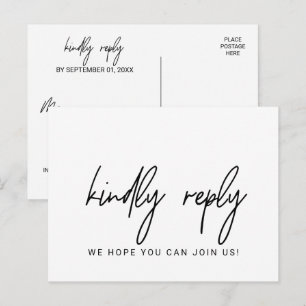 Carte postale RSVP Choix du menu de calligraphie