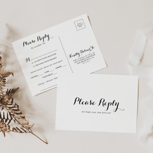 Carte Postale RSVP Choix du menu de calligraphie m (Créateur téléchargé)