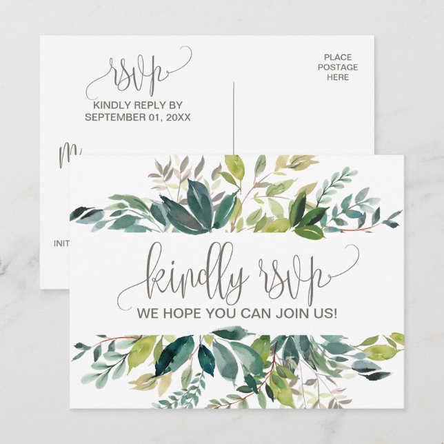 Carte postale RSVP Choix du menu de remplissage (Devant / Derrière)