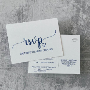 Carte Postale RSVP Choix du menu Navy Simple Calli