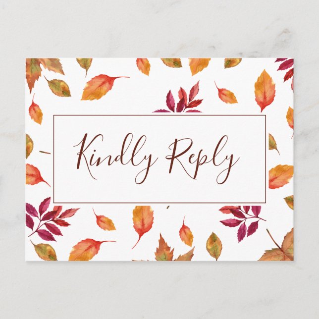 Carte postale RSVP Chute d'amour automne mariage (Devant)