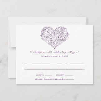 Carte postale RSVP Coeur floral (violet)