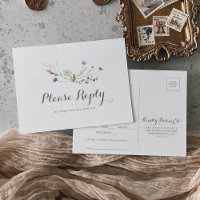 Carte postale RSVP couleur Dainty Wild Menu Choix