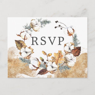 Carte postale RSVP d'automne à fleurs blanches ave