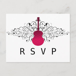 Carte postale RSVP de la guitare Hot Pink