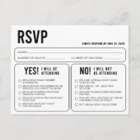 Carte postale RSVP de la réponse Mariage amusante