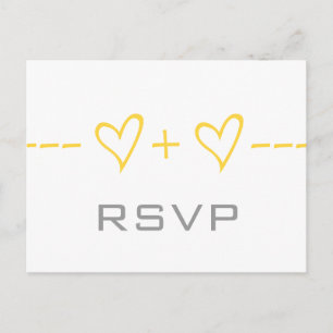 Carte postale RSVP de l'équation du coeur jaune