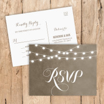Carte postale RSVP de mariage avec chaîne de carac