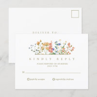 RSVP de mariage bohème aux fleurs sauvages d'été