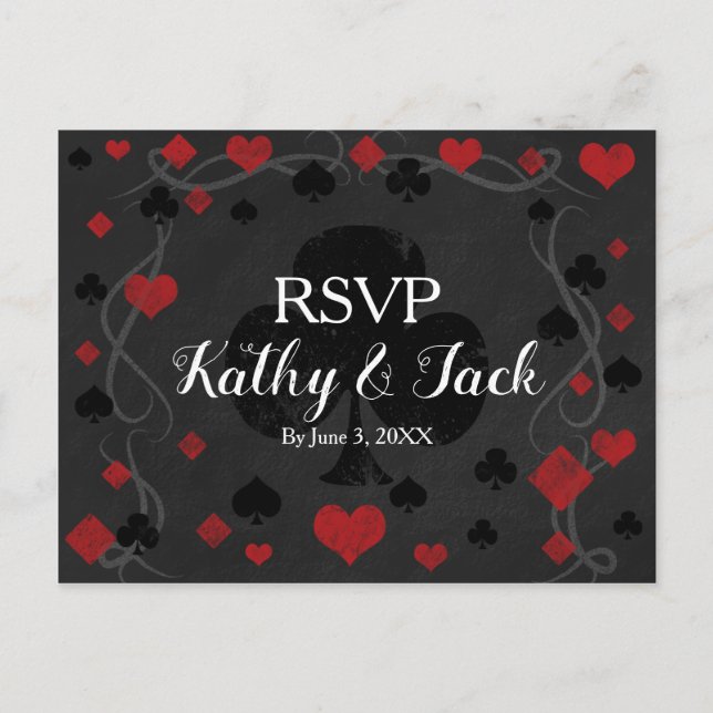 Carte postale rsvp de mariage de casino élégant (Devant)