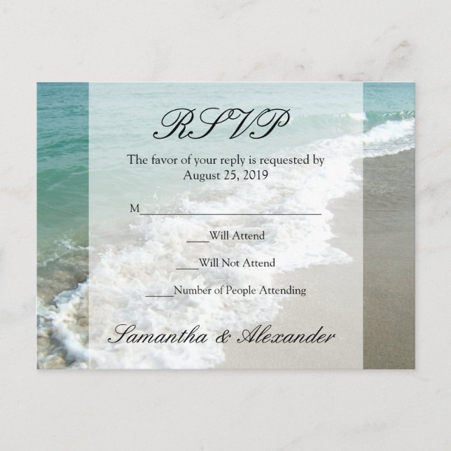 Carte postale RSVP de mariage de destination de pl (Devant)