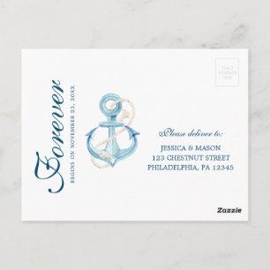Carte postale RSVP de mariage de la marine nautiqu