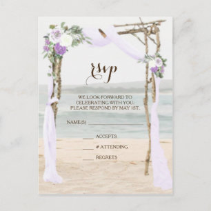 Carte postale RSVP de mariage de lavande de plage