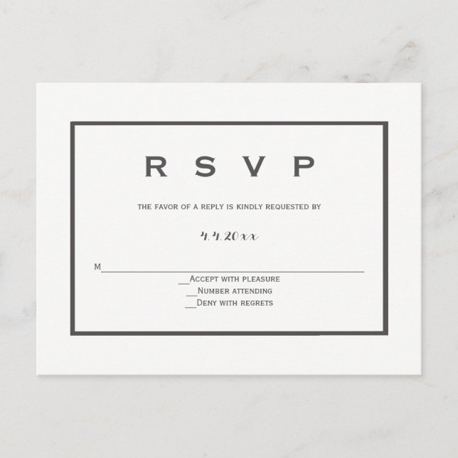 Carte postale rsvp de mariage gris moderne (Devant)