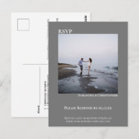 RSVP de mariage gris simple moderne photo minimali