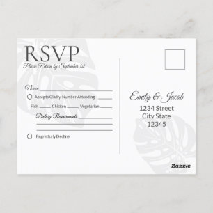 Carte postale RSVP de mariage, Plage tropicale Pal