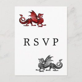 Carte postale RSVP de mariage pour dragon d'argent