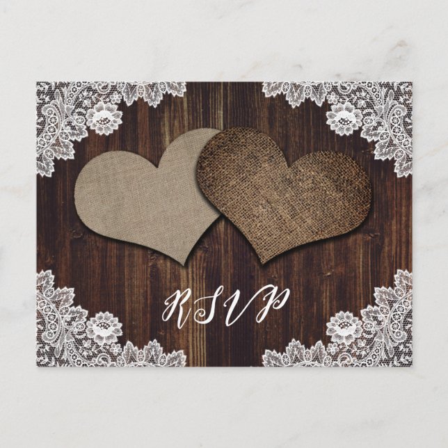 Carte postale RSVP de mariage rustique choix de re (Devant)