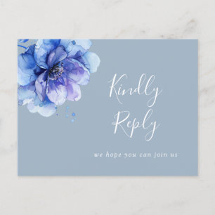 Carte postale RSVP Dusty Blue Floral