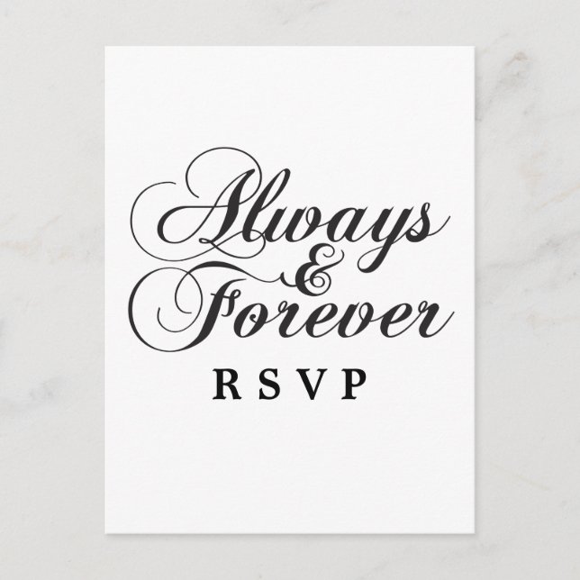 Carte postale RSVP Ebony Always & Forever Wedding (Devant)