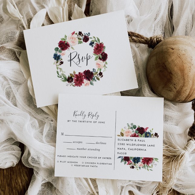 Carte postale RSVP en fleurs radieuses avec choix  (Créateur téléchargé)