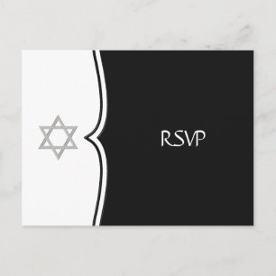 Carte postale RSVP étoile de David noir et blanc