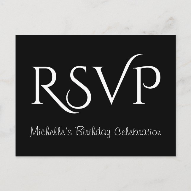 Carte postale "RSVP" fantaisie et glamour (Devant)
