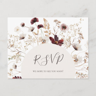 Carte postale RSVP Fleur sauvage Mariage en Bourgo
