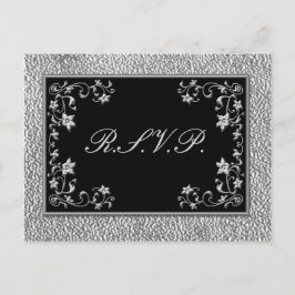 Carte postale RSVP florale noire et en eau douce