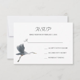 Carte postale RSVP Flying Great Blue Heron Wedding