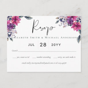 Carte postale RSVP Fuchsia Dreams avec options de 