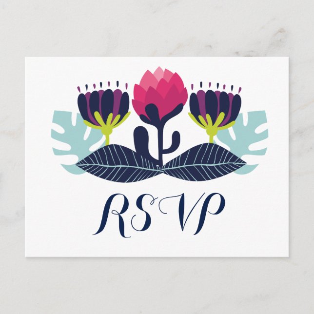 Carte postale RSVP Funky Floral Wedal Wedding (Devant)
