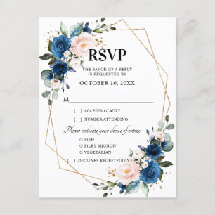 Carte Postale RSVP géométrique bleu bleu bleu bleu bleu rose