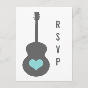 Carte postale RSVP Grey/Aqua Guitar Heart