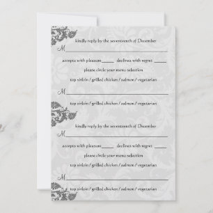 Carte postale RSVP Gris et rouge Damas