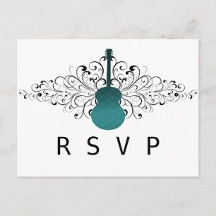 Carte postale RSVP Guitare turquoise Swirls
