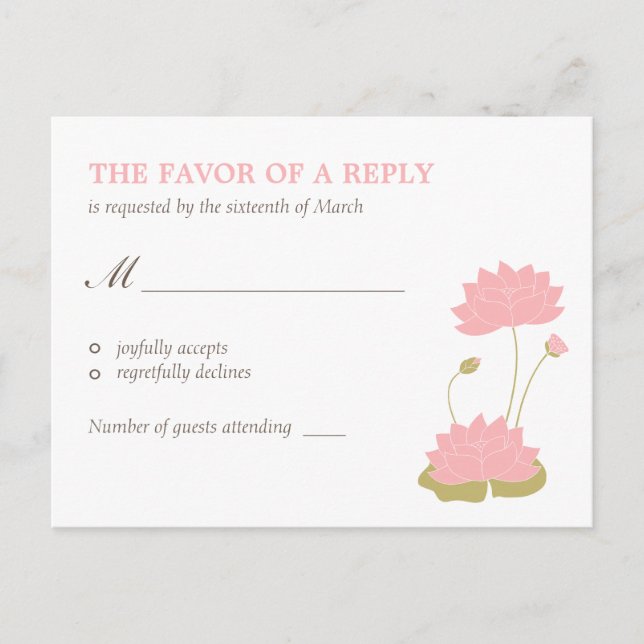 Carte postale RSVP Lotus Bloom Wedding (Devant)