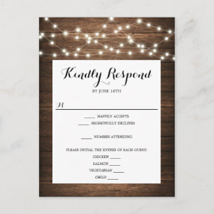 Carte postale RSVP Mariage campagnard rustique