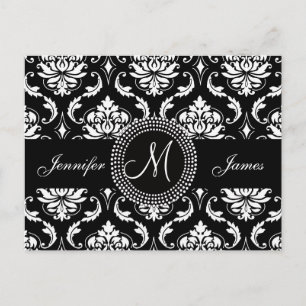 Carte postale RSVP Mariage damassé noir