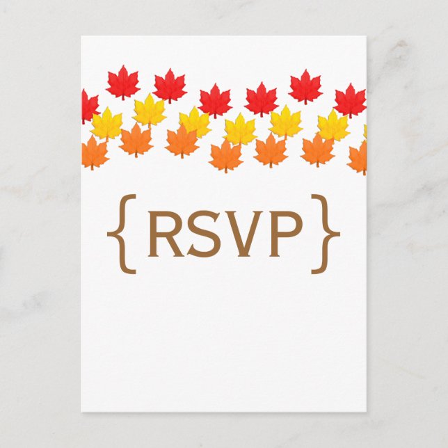 Carte postale RSVP Mariage de automne Feuille en c (Devant)