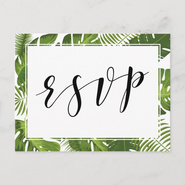 Carte postale RSVP mariage tropical (Devant)