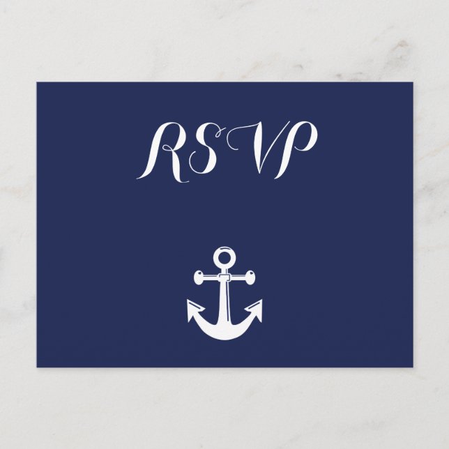 Carte postale RSVP Marine Blue Nautical Wedding (Devant)