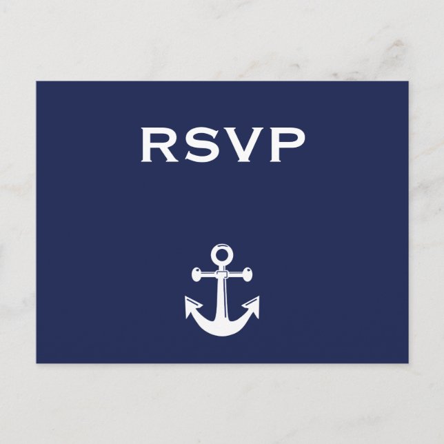 Carte postale RSVP Marine Blue Nautical Wedding (Devant)